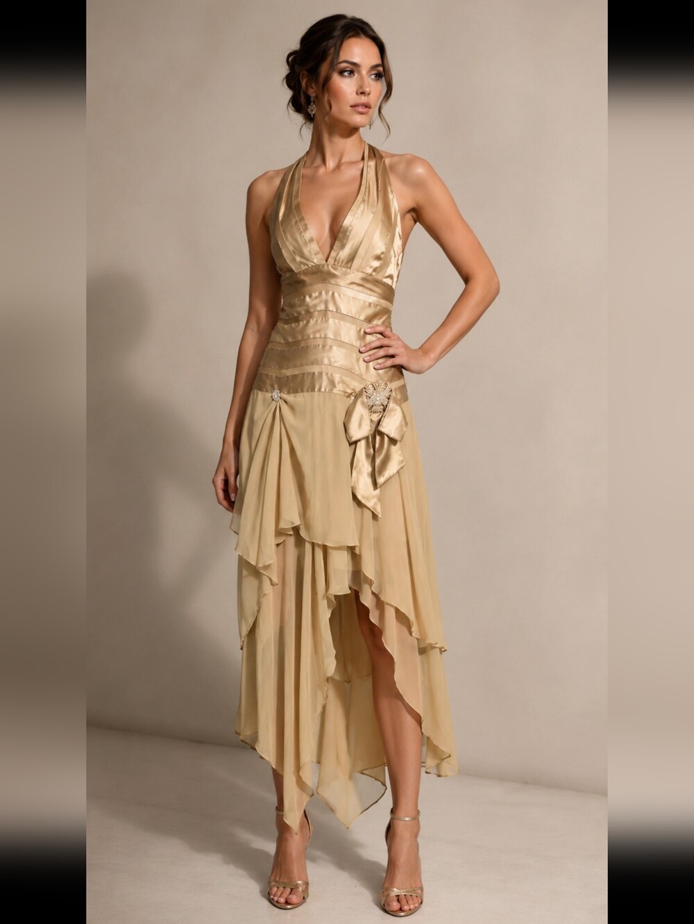 CARRAZ Beverly Hills VTG 90's Handkerchief Hem Evening Gown Dress Size M? #C2